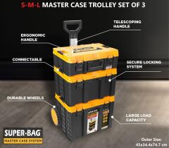 Super-Bag S-M-L Master Case 3'lü Set Tekerlekli Alet Taşıma Çantası ASR 6030