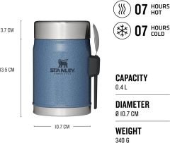 STANLEY Klasik Paslanmaz Çelik Yemek Termosu Kaşıklı 0,40 LT Hammertone Lake