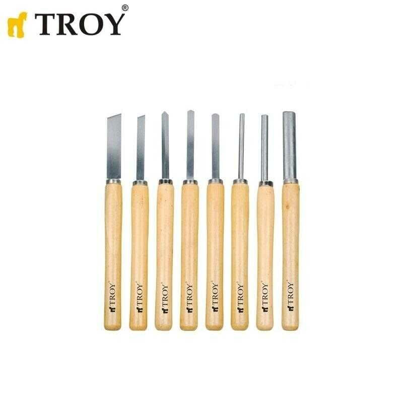 TROY 25008 Ahşap Torna Bıçak Seti, 8 Parça