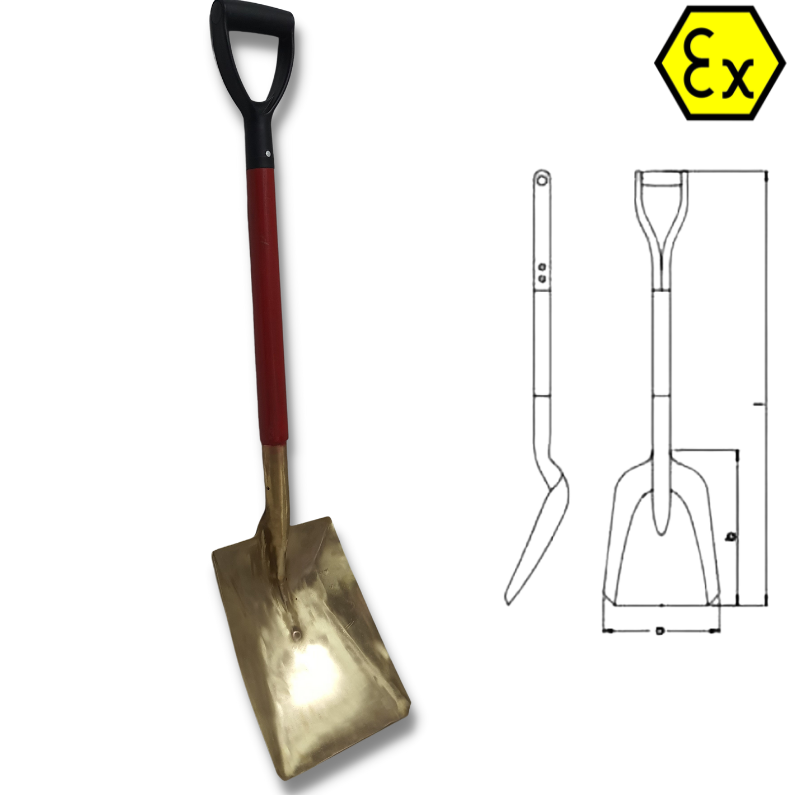 Kıvılcım Çıkarmaz 2500g Ex-Proof 250 x 300 mm / 980 mm Köşeli Kürek T-BRZ 101300