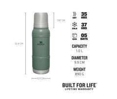 Stanley The Artisan Thermal Bottle 1.0l / 1.1 Qt Hammertone Green