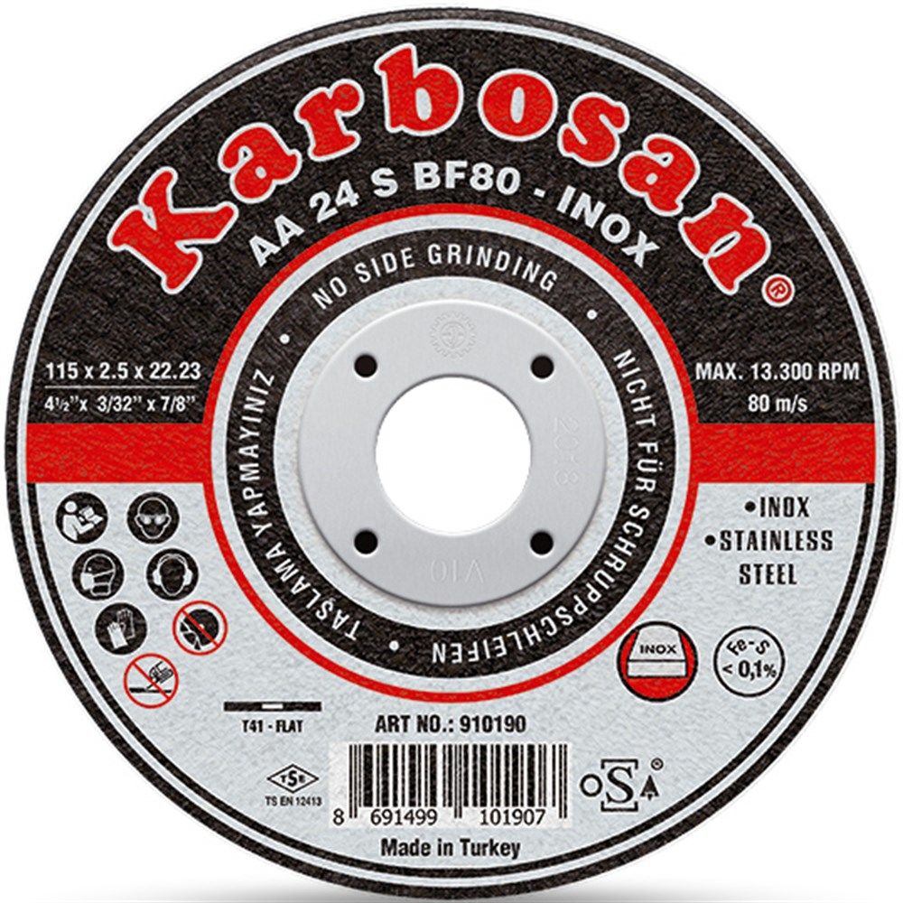 Karbosan 230x1.9x22.23 INOX Paslanmaz Çelik İnce Kesme Diski 910430 (AA 36 R BF80)