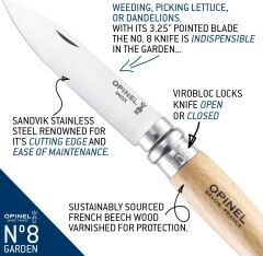 Opinel Inox 8 No Kayın Saplı Paslanmaz Bağ Çakısı OP-133080