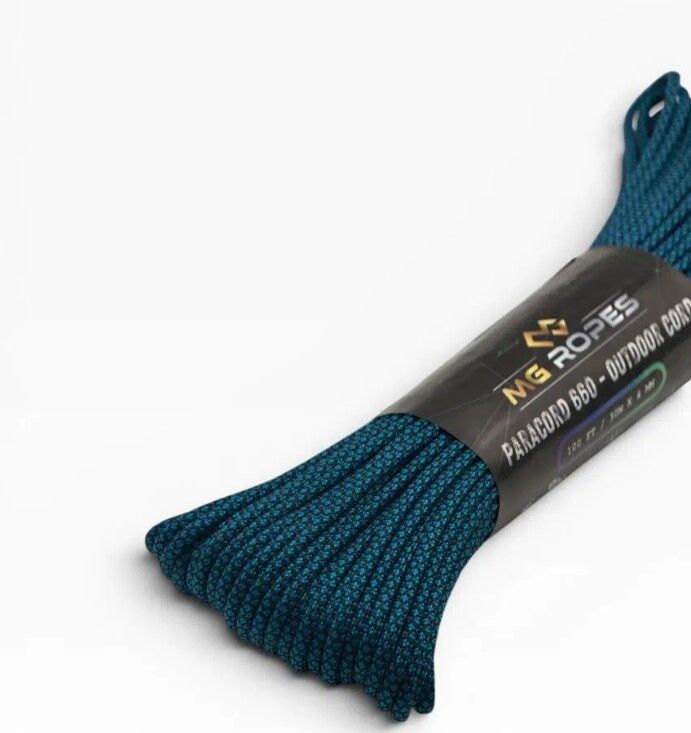 Bileklik ve Outdoor Polyester Paracord İp 4 mm 660 Lb 30 Metre Parlament Mavi Siyah Desen (10 Çekirdek)