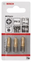 Bosch - Max Grip Serisi Vidalama Ucu PH3*25 mm 3'lü
