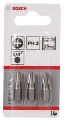 Bosch - Extra Hard Serisi Vidalama Ucu PH3*25 mm 3'lü
