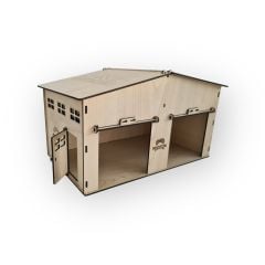 Ahşap Oyuncak Garaj Açılır Çatı ve Kapılı