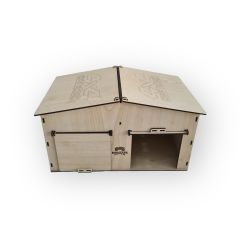 Ahşap Oyuncak Garaj Açılır Çatı ve Kapılı