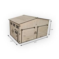 Ahşap Oyuncak Garaj Açılır Çatı ve Kapılı