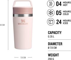 Stanley Cafe to Go Termos Bardak, 0.35 Litre Rose Quartz 10-12080-012