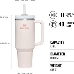 Stanley Quencher Pipetli Termos Bardak, 1.18 Litre, Pembe Kuvars(Rose Quartz) 10-13230-023