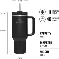 Stanley Quencher Pipetli Termos Bardak 2.0 Black 1.18 Lt 10-10824-399