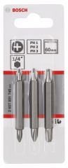 Bosch - Çift Taraflı Vidalama ucu PH1/2/3*60 mm 3'lü