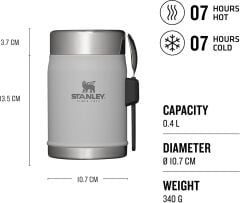 Stanley 10-09382-111 Klasik Kaşıklı Yemek Termosu 0,40 L Açık Gri
