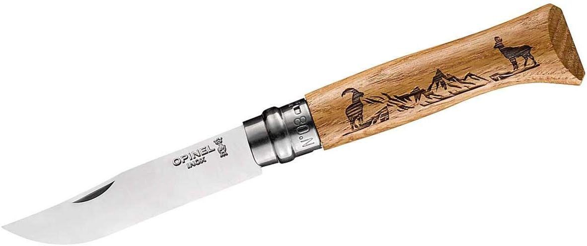 Opinel Inox No 8 Meşe Saplı Keçi Desenli Paslanmaz Çelik Çakı OP-002336