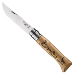 Opinel Inox No 8 Meşe Saplı Keçi Desenli Paslanmaz Çelik Çakı OP-002336