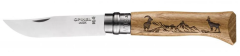 Opinel Inox No 8 Meşe Saplı Keçi Desenli Paslanmaz Çelik Çakı OP-002336