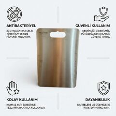 Volcano Paslanmaz Çelik Kesme Tablası 35x26 cm | AISI 304 | 1.5 mm | Ölçü Cetvelli