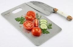 Volcano Paslanmaz Çelik Kesme Tablası 35x26 cm | AISI 304 | 1.5 mm | Ölçü Cetvelli