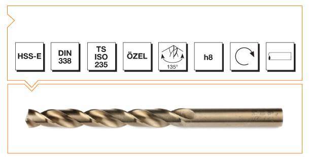 14.5 mm matkap ucu hss altın seri MTE
