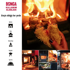 Bonga Ateş Tutuşturucu %100 Doğal - 10 Adet (140 Gr)