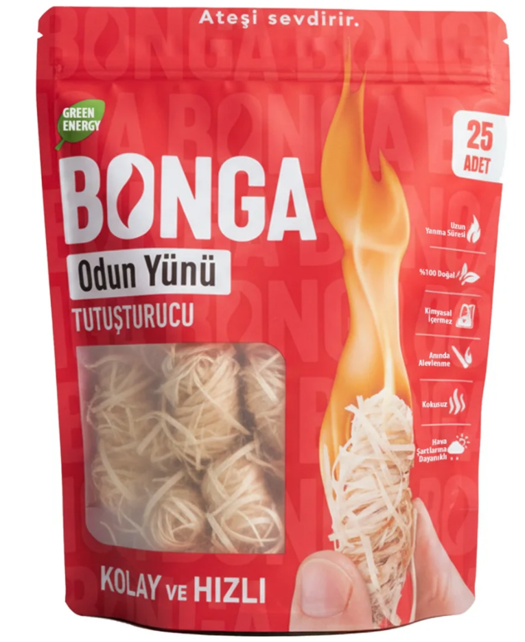 Bonga Mangal Tutuşturucu %100 Doğal - 25 Adet (350 Gr)