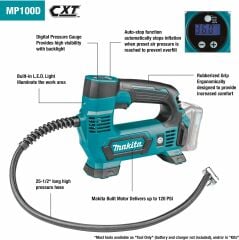 Makita MP100DZ 12V Akülü Lastik Şişirme Pompası