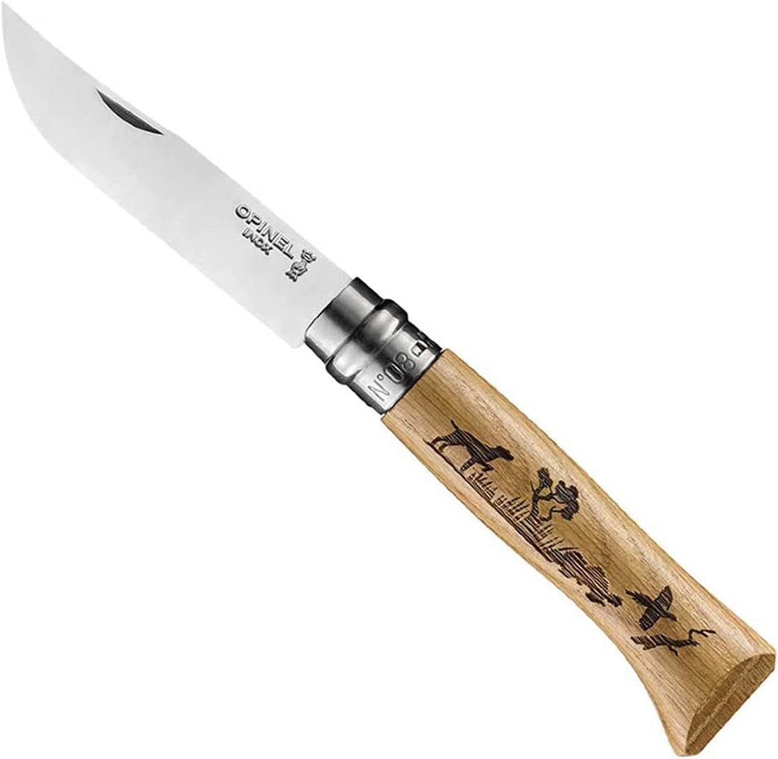 Opinel Inox No 8 Meşe Saplı Köpek Desenli Paslanmaz Çelik Çakı OP-002335