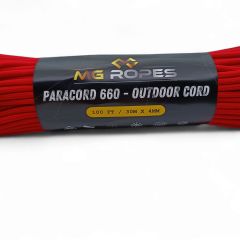 Polyester Paracord İp 4 mm Kırmızı 30 Metre