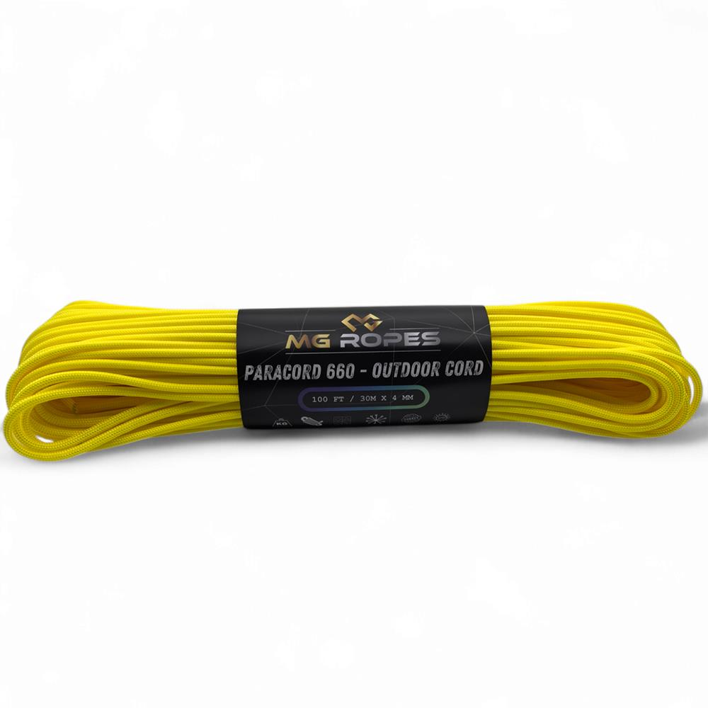Polyester Paracord İp 4 mm Sarı Renk 30 Metre