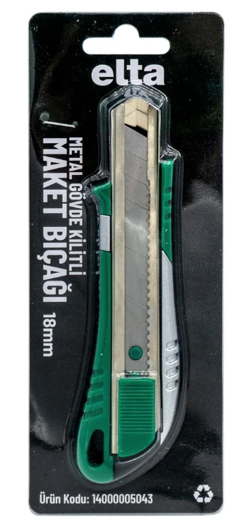 Elta Metal Gövde Kilitli Geniş Maket Bıçağı 18 mm