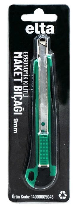 Elta Ergonomik Kilitli Dar Maket Bıçağı 9 mm 14000 005045