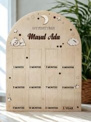 Dalyan Kişiye Özel Ahşap Fotoğraf Panosu – İlk 12 Ay Anı Çerçevesi