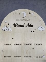 Dalyan Kişiye Özel Ahşap Fotoğraf Panosu – İlk 12 Ay Anı Çerçevesi